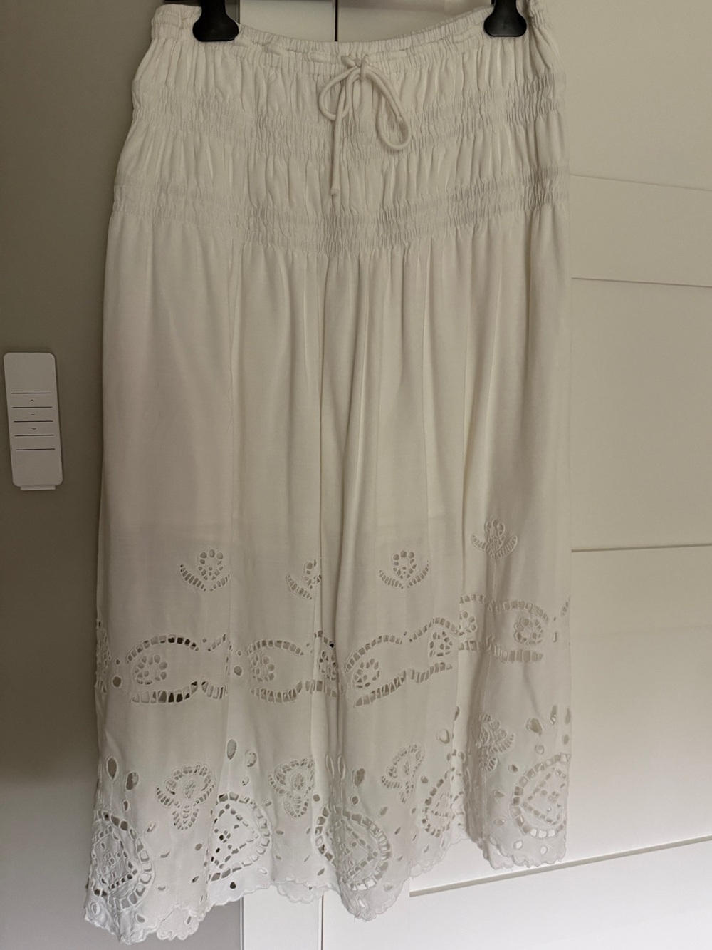Future Collective White Eyelet Maxi Skirt with Smocked Waist